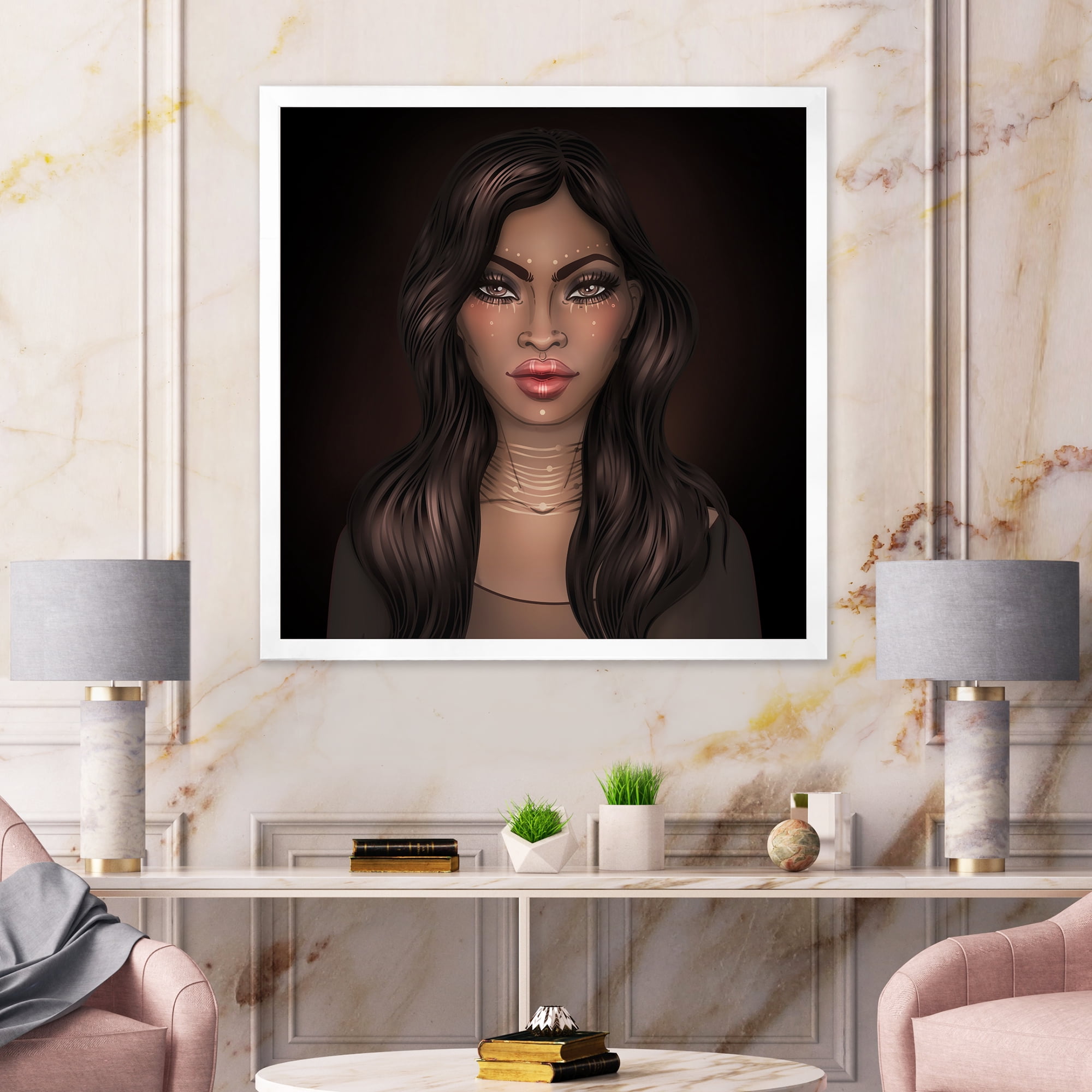 Designart 'Portrait of Afro American Woman IV' Modern Framed Art Print