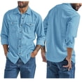 thumbnail image 5 of Men’s Casual Denim Jacket Shirt Lapel Long Sleeve Solid Color Spring Autumn, 5 of 9