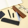 thumbnail image 3 of Pencil Zipper Pouch,Leather Pen Pencil Pouch,Happon 2 Pcs Stationery Pouch Bag,Zipper Stationery Bag,Vintage Pencil Organizer for Pens, Pencils, Markers(Black+Brown), 3 of 7
