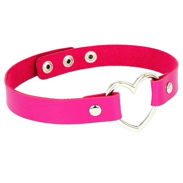 Collar para mujer, joyería para mujer, collar de cadena de cuero punk para el cuello, joyería de corazón, collar de cadena de clavícula para mujer