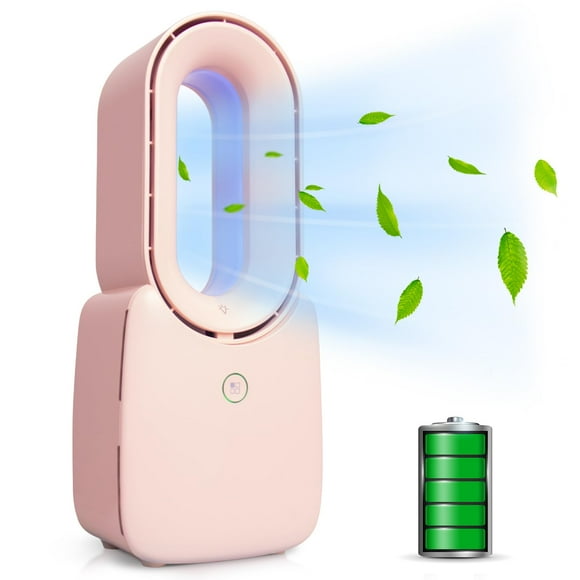 CONBOLA Ventilador de escritorio, ventilador sin aspas, pequeño ventilador de refrigeración personal de 11,8 pulgadas con luz LED de 5 colores, control táctil, ventilador de mesa silencioso para dormi