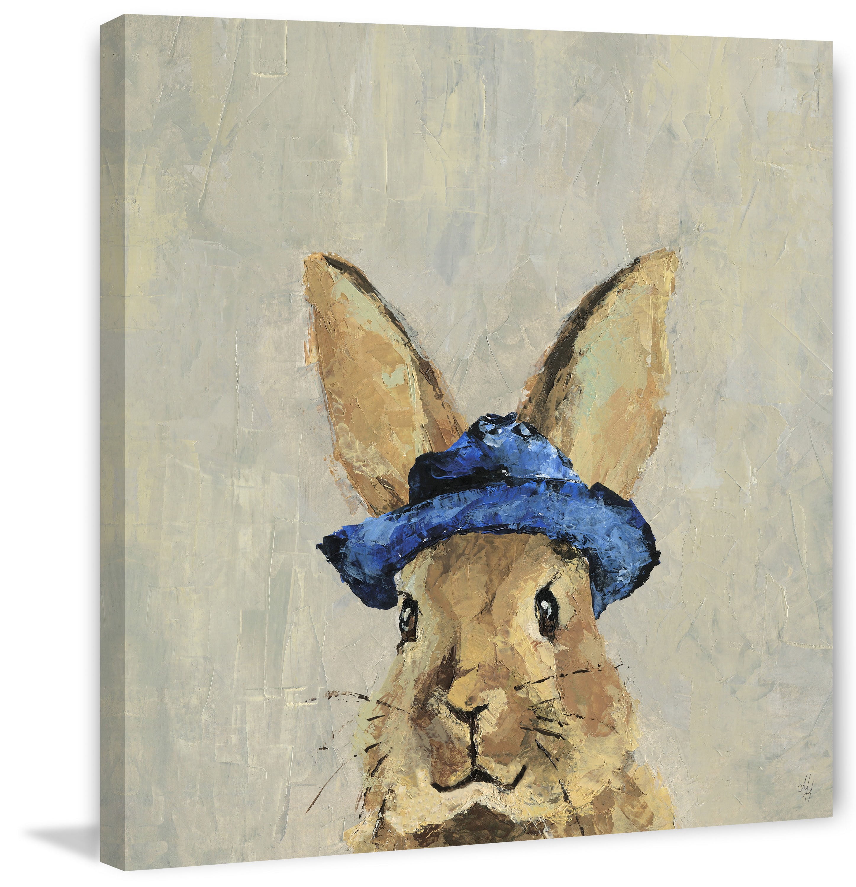 Marmont Hill Blue Hat Rabbit Canvas Wall Art