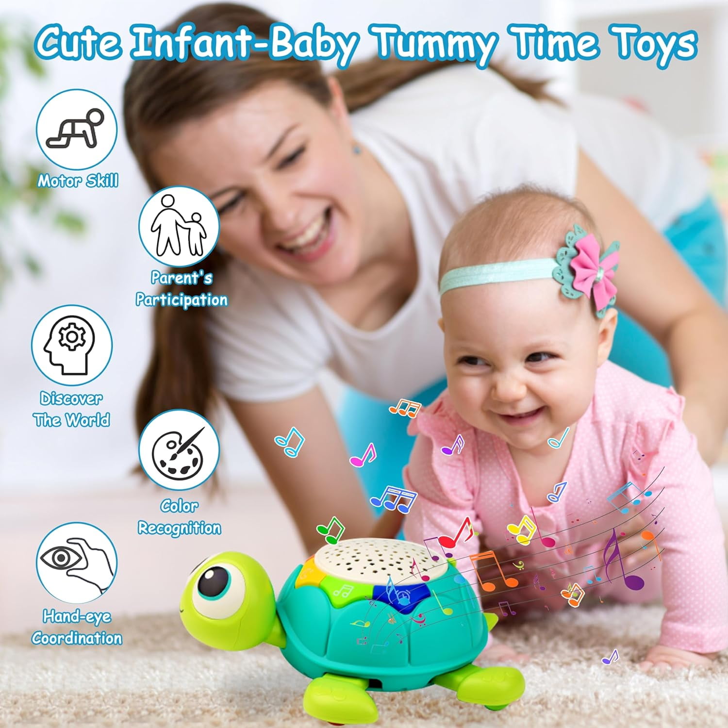 5 in 1 Musical Projector Turtle Crawling Toys Tummy Time Infant Baby Toys, Baby Toys 6-12 Months, 0-3 3-6 7 8 9 12-18 Months 1 Year Old Boy Toys Girl Toys Birthday Gift
