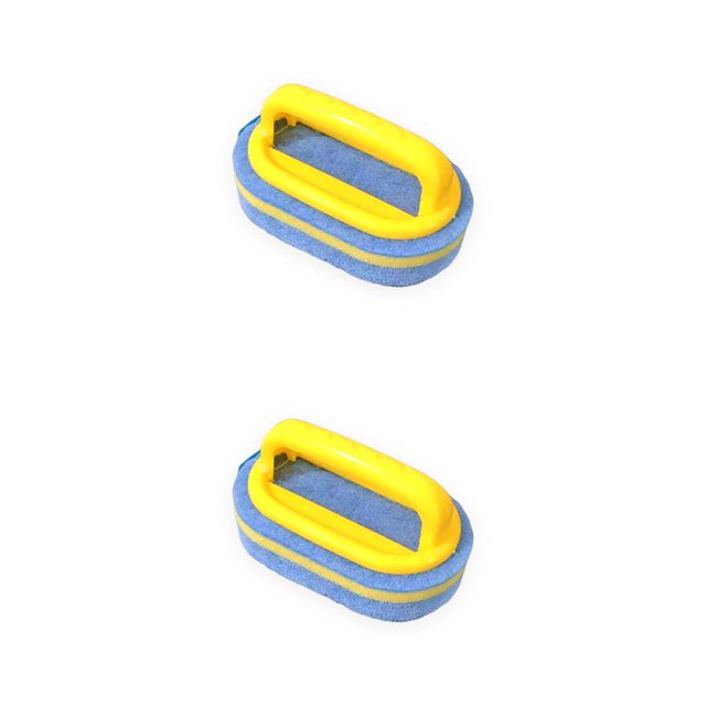 Inteprter Cepillo de esponja de PP, mango de plástico reutilizable, cepillos inodoros para interiores, hogar, cocina, fregadero de pared, placa, Amarillo 2piezas Inteprter CBP159058