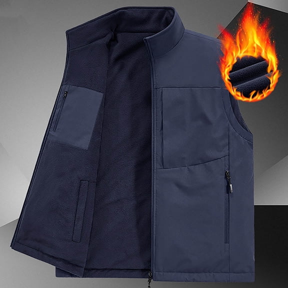 Guieoi Mens Coats Outerwear Winter Jackets Men's Casual Fashion Warm Pocket Zipper Berber Fleece Outwear/Jackets Blue