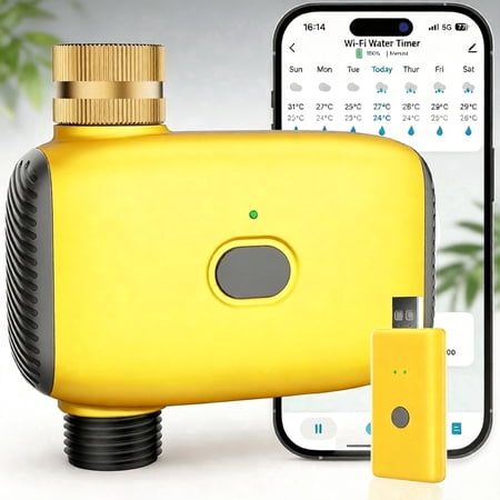 FANDLISS Wifi Water Timer, Single Outlet Smart Sprinkler Timer with Rain Delay & Voice Control, Irrigation Controller for Garden Lawn Greenhouse