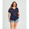 thumbnail image 2 of TIYOMI Womens Plus Size Shirts 4X Short Sleeve Tops Navy Blue Floral V-Neck Summer Colorful Flowers Tee Casual Tunics Loose Fit Blouses 4XL 24W 26W, 2 of 6