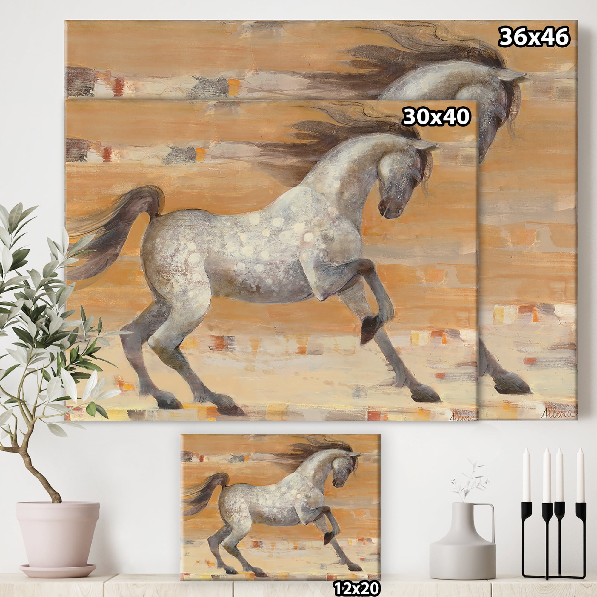 Designart 'southwest Beige Horse' Modern Farmhouse gallery-wrapped Canvas