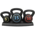 thumbnail image 1 of PRISP 3-Piece Kettlebell Weight Set - 5lb 10lb 15lb Free Weights with Rack, 1 of 9