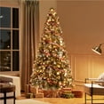 thumbnail image 2 of Alden Design 7.5ft Pre-lit Frosted Artificial Christmas Tree with Pinecones, Green, 2 of 8