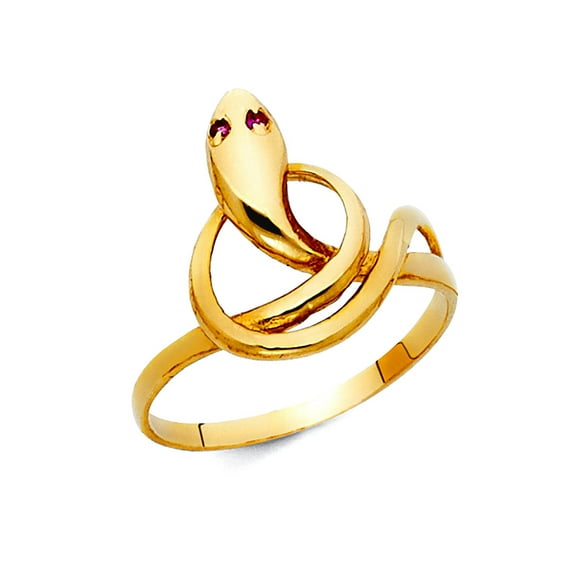 14k Yellow Gold Fancy Snake Ring Size 7 Ring for Women - 1.9 Grams