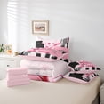 thumbnail image 6 of Manfei Black Pink Ombre Twin Bedding Sets 7pcs for Girls, Bow Knot Monogrammed Bedding Comforter Set, Personalized Letter X Sheet Sets, Ultra Soft Home Decor, 6 of 8