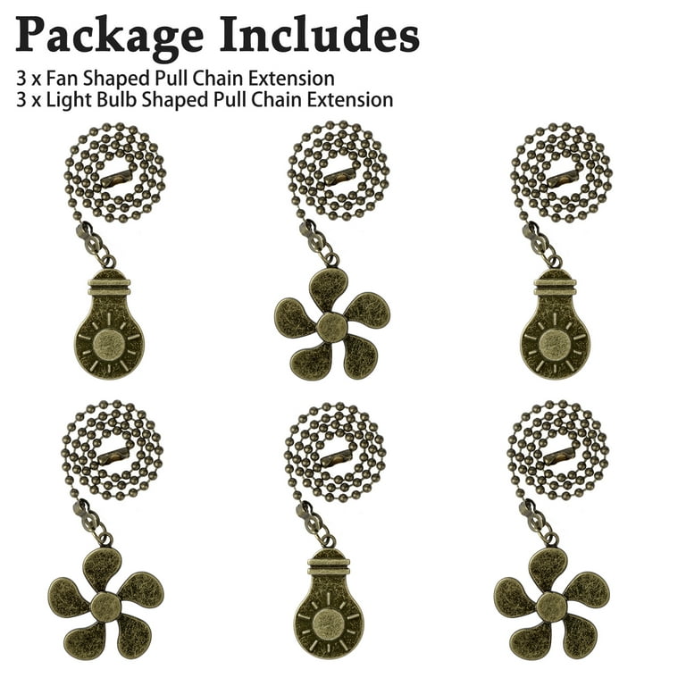 Ceiling Fan Pull Chain Set, 4 Pieces Bulb And Fan Pattern Pull Chain  Extension Fan Pull Chain Penda