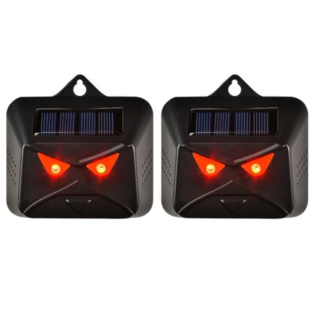Solar Animal Repeller with Red LED Lights  Outdoor Night Guard  Animal Predator Repeller  for hicken Coop  Garden  Farm 2 PACK