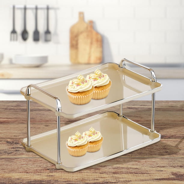 Portavasos y portavasos, platos especiales, estante de mostrador multifunción, organizador de buffet, aperitivos, mesa de café, bandejas para servir Beige Macarena estante de almacenamiento de cocina