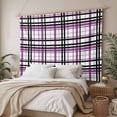 thumbnail image 3 of Purple Black Plaid Tapestry for Bedroom Wall Hanging Tapestry, Farmhouse Purple Black Checkered Ceiling Backdrop Tapestries Poster Blanket Wall Decor for Teens Room Living Room Dorm 39" x 59", 3 of 8