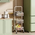 thumbnail image 1 of Carrito Organizador con Ruedas, 3 Niveles Metálico Carrito de Almacenamiento, Asa, Carrito de Cocina, Muebles para Cocina Organizador, Organización Hogar, Color Café Rústico y Blanco, 1 of 4