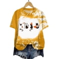 thumbnail image 2 of Mnuaqn Womens Bleached Sublimation Blanks Shirts Leopard Graphic Tees Tops Short Sleeve Polyester Tshirts Cute Items Clothes Yellow,Size XL, 2 of 5