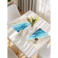 thumbnail image 5 of Blue Gradient Beach Placemats Set of 4, Watercolor Coastal Seaside Waves Ombre Placemats for Dining Table, Place Mats for Kitchen Tabletop, Waterproof Wipeable Dining Table Mats Set, 5 of 9