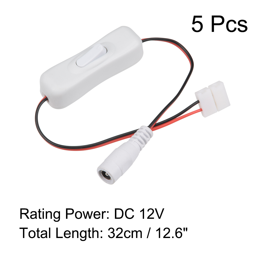 Inline Rocker On Off Switch with 10mm 2Pin to 2.1x5.5mm Female DC