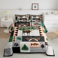 thumbnail image 2 of Ensemble de Douillette Moose Lodge Format Simple 2 Pcs, Ensemble de Literie Aventure Rustique Ferme Bateau Achigan, Ensemble de Courtepointe Patchwork Rétro Carreaux Rayures Brun Gris Noir pour Chambre d'Enfant, 1 Taie d'Oreiller, 2 of 6