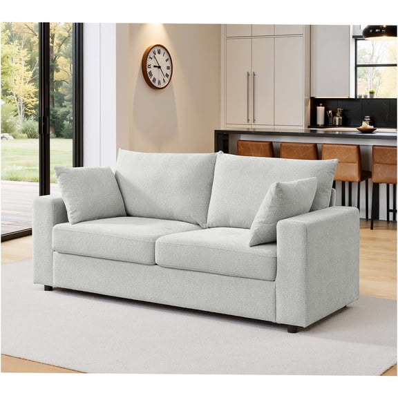 JERFIT Modern Beige Upholstered Sofa 78 Inch, 2-Seater Loveseat with Removable Pillows for Small Space, Apartment Living Room