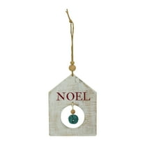 Northlight Rustic Wooden "NOEL" with Bell Christmas Tag Ornament - 8" - Green and White