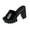 Black, variant on Women's Chunky Block Platform Slide Sandals,Summer Peep Toe Backless Fish Mouth Leather Dress High Heeled Shoes White 38