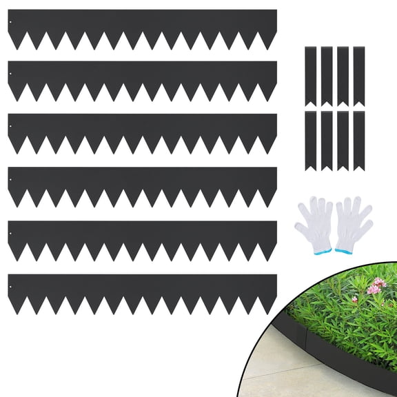 6/8/10 Pack Home Garden Galvanized Steel Landscape Edging , Metal Edging for Landscaping with Stakes, Bendable Garden Edging Border for Lawn Flower Bed Yard Pathway Divider
