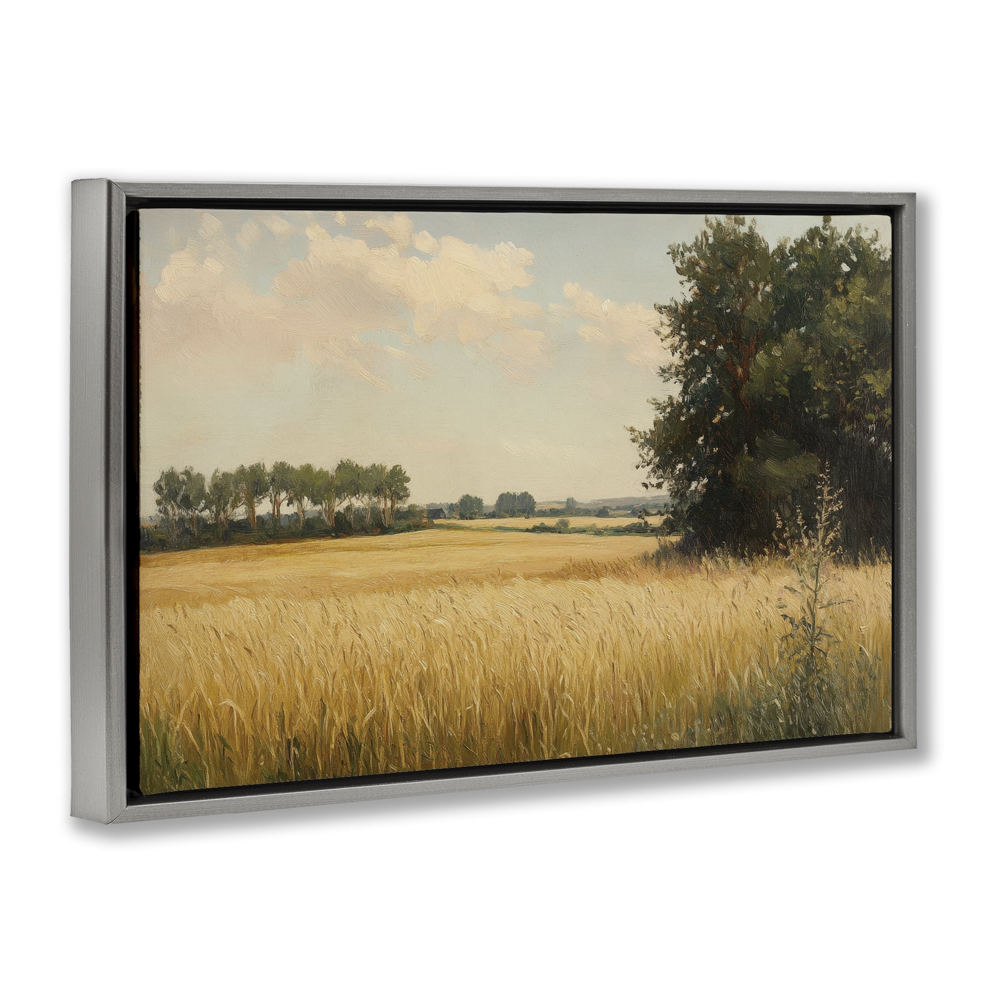 Stupell Industries Where The Wheat Grows Gray Framed Floater Canvas Wall Art, design by Petal Prints Design