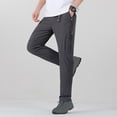 thumbnail image 2 of Men’s Casual Solid Work Jeans Pants Trousers with Belt, Elastic Waist Button Zipper Straight Leg, Comfortable Stretchy Daily Wear Classic Fit | AESTIVO,Gray 2XL, 2 of 5