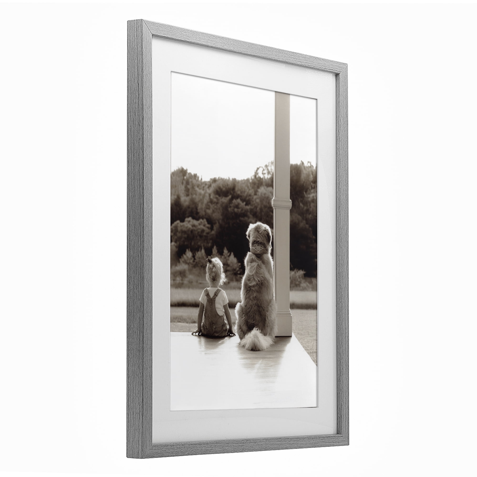 Stupell Industries Child And Dog Friendship Gray Framed Print Under Glass, design by Kendra Dew