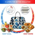 thumbnail image 4 of OBREWU Blue Pioneer Flower Women's Insulated Leakproof Large Lunch Bag, Oxford Cloth, 4 of 7