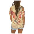 thumbnail image 3 of Pompotops Femmes Été Impression Manches Courtes Bretelles Froid Épaule T-Shirt Tops Chemisiers, 3 of 5