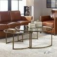 thumbnail image 6 of Bowery Hill Transitional 2 Piece Glass Top Nesting Coffee Table Set in Gold, 6 of 6