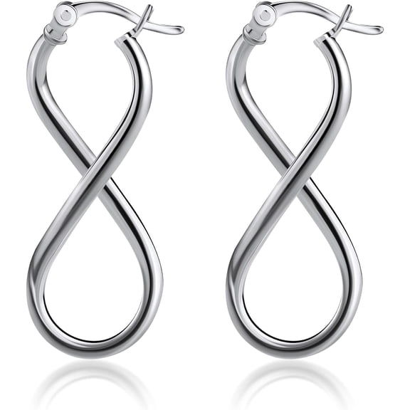 Pori Jewelers Infinity Sterling Silver Hoop Earrings for Women, Silver