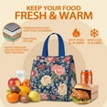 thumbnail image 5 of Pioneer Flower Floral Print Pattern Insulated Lunch Bag for Women & Adults,Large Portable Soft Cooler Lunch Bag,Thermal Food Storage Tote with Pearl Cotton,8.66L,8.75x5.75x9.5 Inch, 5 of 6