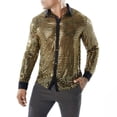 thumbnail image 3 of Zylarhe Men T Shirts Mens Long Sleeved Performance Wear Sequin Shirt Long Sleeved Lapel 70s Disco Party Wear Trend Long Sleeved Shirt Big And Tall Mens, 3 of 8