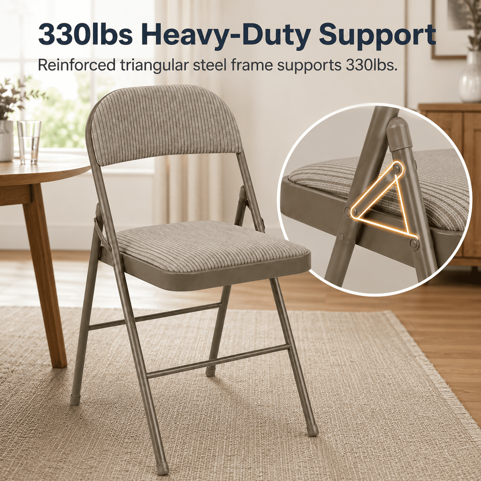 Alvantor Folding Chairs with Padded Cushion and Back, Sturdy Steel Stackable, Portable Dining Chair Set for Home and Office, Conference, Wedding, Party, Patio