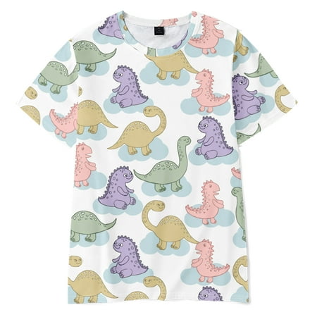 

Dinosaur Cartoon Kids T shirt Boys Girls Clothes Summer Children Cotton Short Sleeve T-Shirt(C05-Size 160)