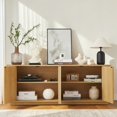 thumbnail image 2 of Hassch 4-Door Buffet Cabinet, 64 inch Modern Sideboard with Adjustable Shelves, Credenza for Kitchen, Dining Room, Living Room, Natural, 2 of 9