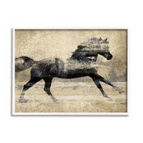 Stupell Industries Western Galloping Horse Portrait Graphic Art White Framed Art Print Wall Art, Design by Tina Blakely