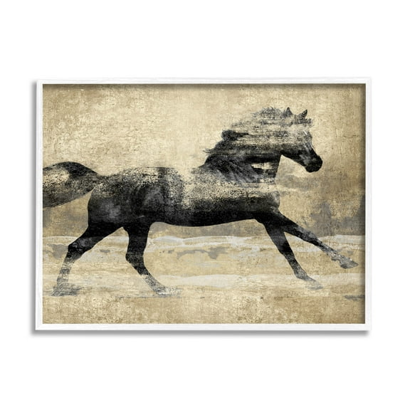 Stupell Industries Western Galloping Horse Portrait Graphic Art White Framed Art Print Wall Art, Design by Tina Blakely