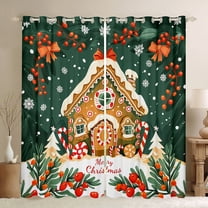 Castle Fairy Gingerbread Man Candy Cane Black Out Curtains for Kids Children Boys Girls,Merry Christmas Curtains Pack Of 2 (42X63 Each),Xmas Festival Theme Bedroom Curtains,Breathable Home Decor