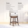 thumbnail image 5 of AFO Upholstered Swivel Bar Stool with Back - 24 Inch Counter Height Chair for Kitchen Island, Beige, 5 of 8