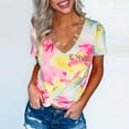 thumbnail image 2 of Women's Casual Sequins Glitter Summer T Shirts Short Sleeve Crewneck/V Neck Tie Dye Tee Tops Chest Pocketed Blouses, 2 of 7