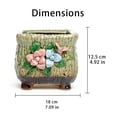 thumbnail image 4 of 7.09" Small Green Square Footed Ceramic Planter Pot with Drainage Hole and Mesh Pad, 4 of 8