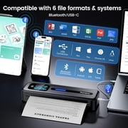 Phomemo 300dpi Upgraded Portable Printer with Touchscreen, M832D Bluetooth Wireless Thermal Inkless Printer, Supports 8.5x11 US Letter & A4, Compatible with iOS, Android, PC for Travel, Black