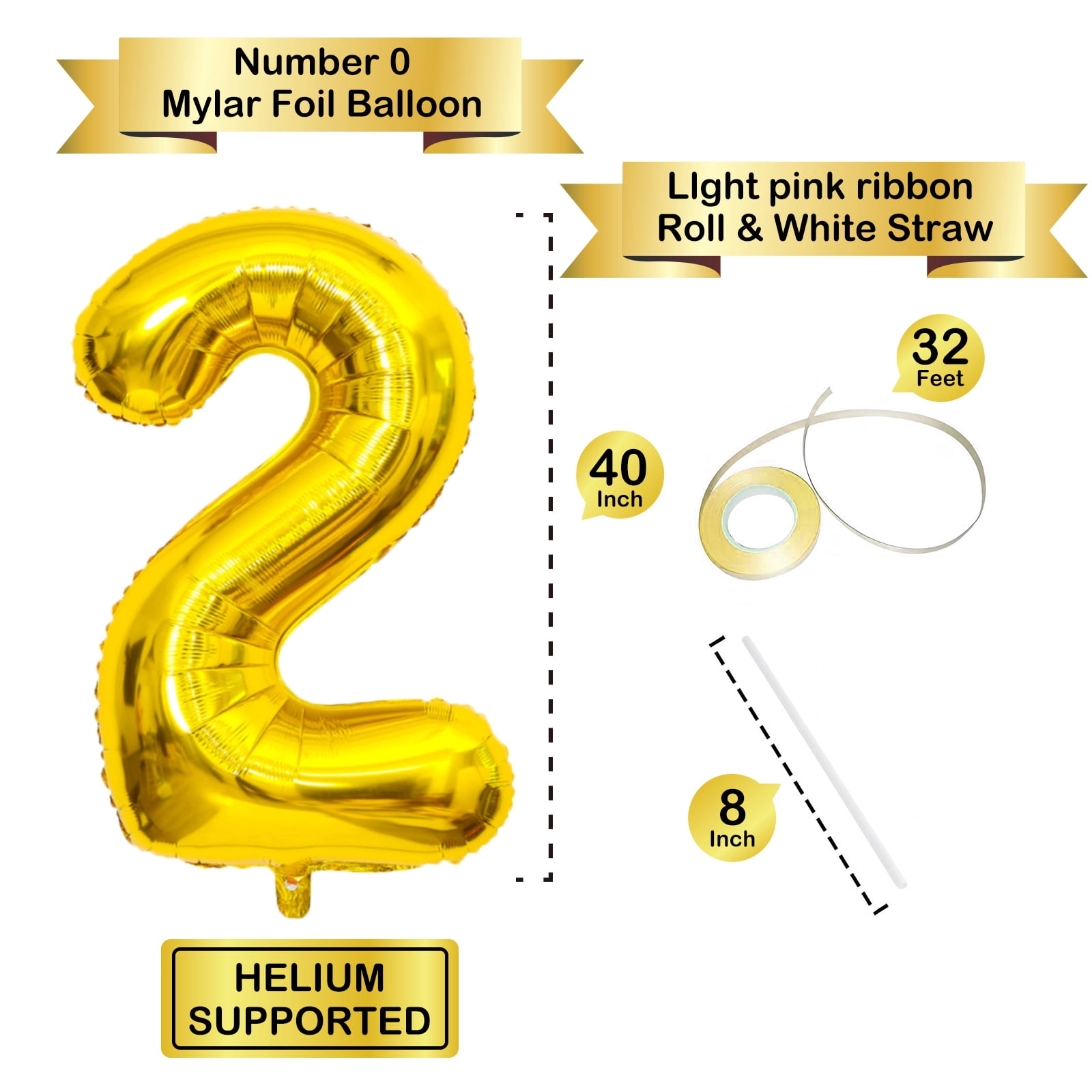 40 Inch White Number 2 & Daisy Balloon Set For 2nd Birthday - Jumbo Helium Foil Balloons Party Decor