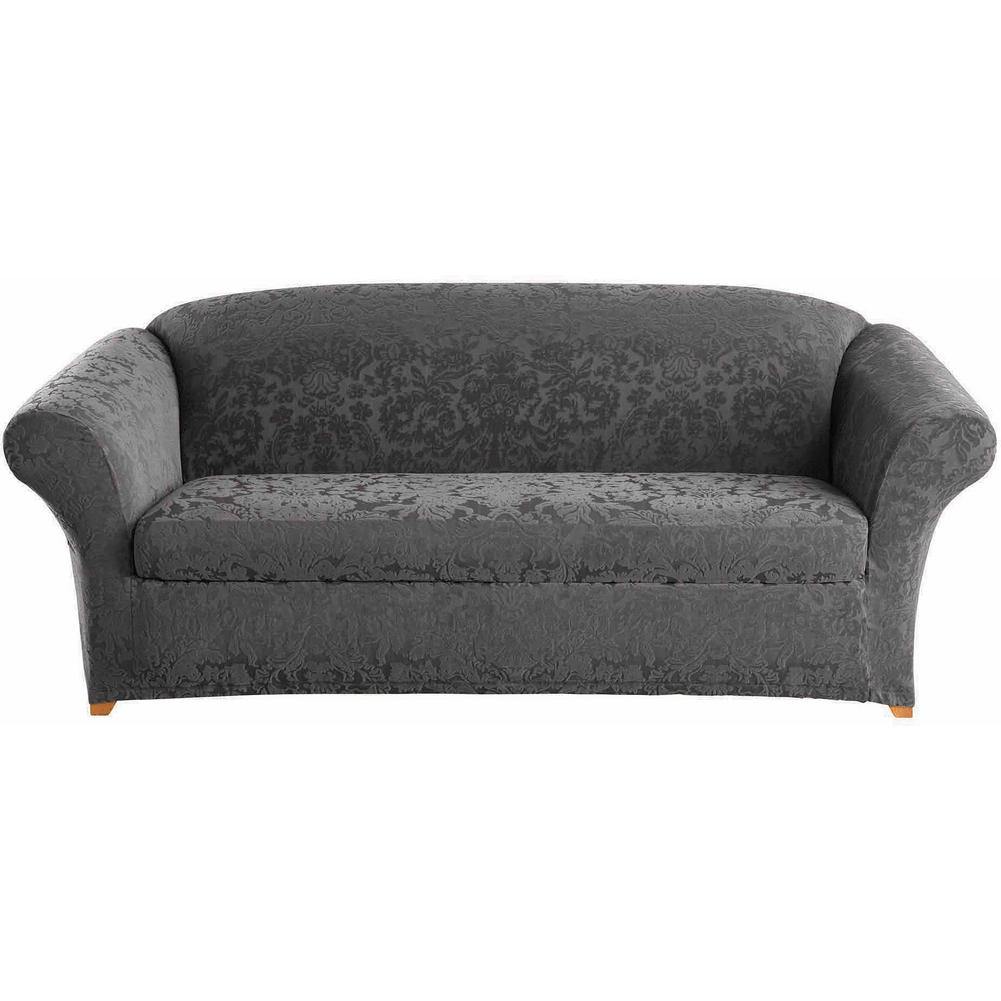 Mushroom1 Seater Surefit Stretch Slipcover Jacquard Damask Sofa Couch Cover 
